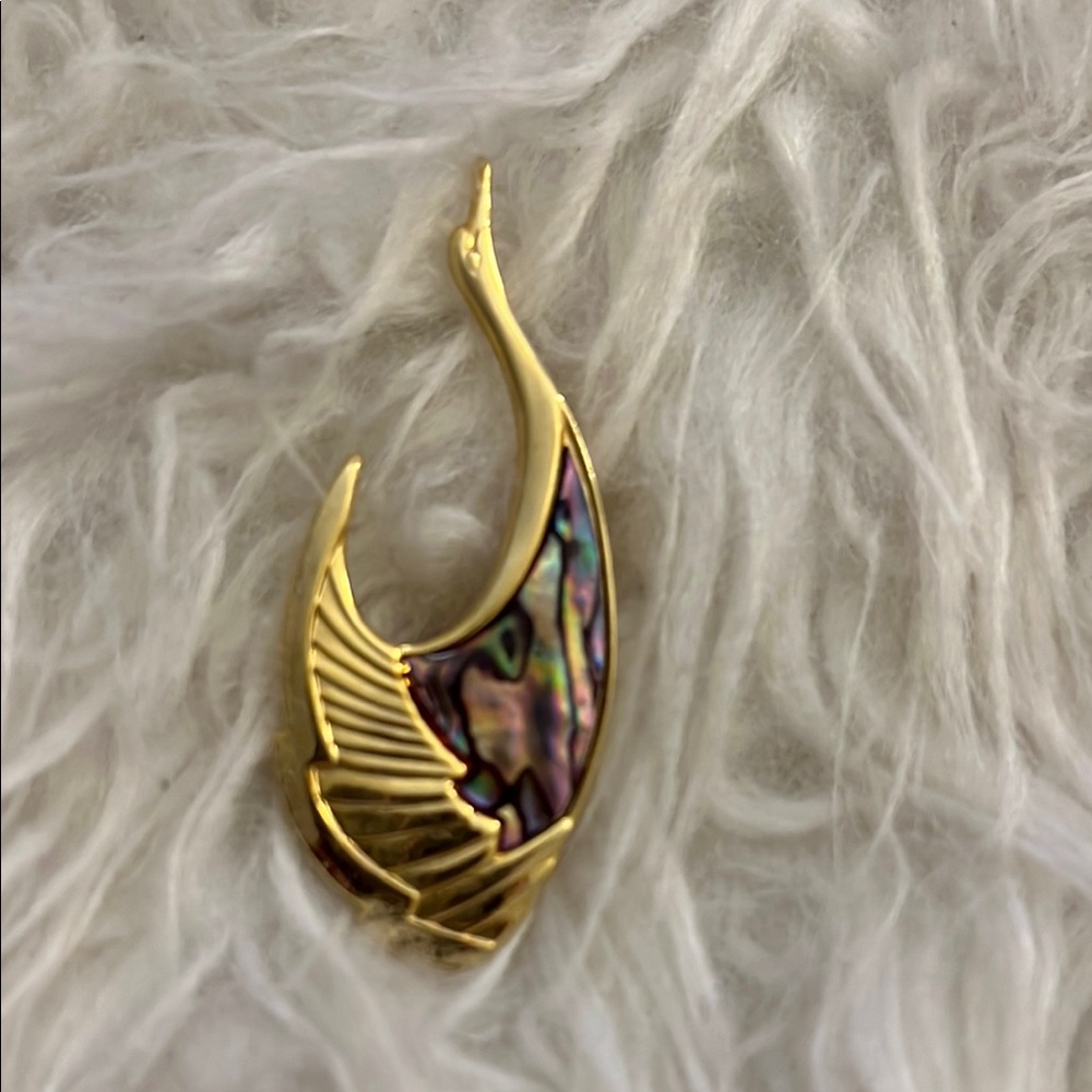 Vintage Gold and Iridescent goose Brooch